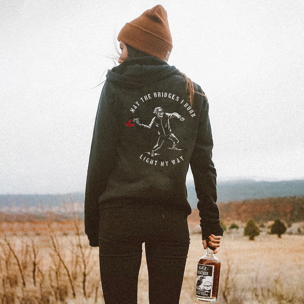 May The Bridges I Burn Light My Way Letters Skull Printing Women's Hoodie
