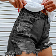 Skull And Bones Print Denim Shorts